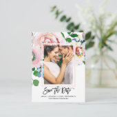 Chique Bloemen Boeket met Script Save the Date Uitnodiging Briefkaart (Staand voorkant)
