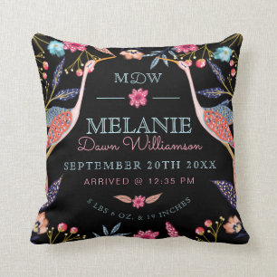 Chique Bloemen Botanische Ooievaar Baby Geboorte S Kussen