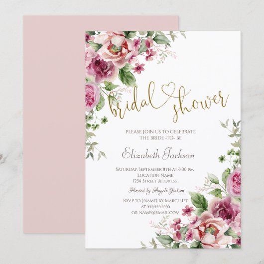 Chique bloemen bruidsshower kaart (Voorkant / Achterkant)