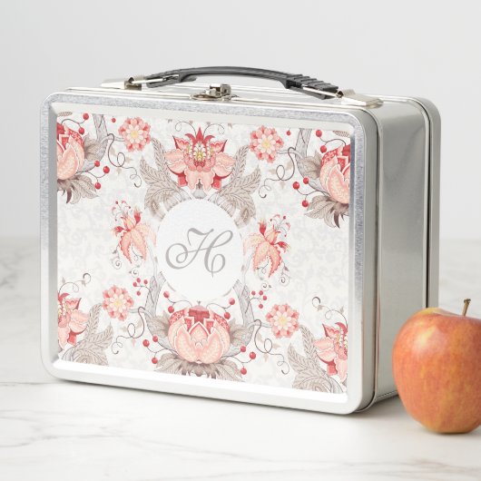 Chique  Bloemen Damast Monogram Lunchbox (In situ)