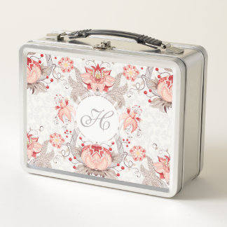 Chique Bloemen Damast Monogram Lunchbox