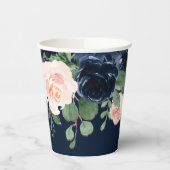 Chique Bloemen | Donker marineblauw en blozend roz Papieren Bekers (Links)