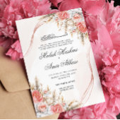 Chique Bloemen en blad Islamitische Moslim Bruilof Kaart