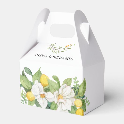 Chique Bloemen en Citroen Groen Bruiloft Favor Box Bedankdoosjes (Voorkant Zijde)
