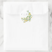Chique Bloemen en Citroen groen Monogram Bruiloft Ronde Sticker (Tas)