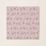 Chique bloemen en gezichten roze sjaal<br><div class="desc">Maak een statement met deze op maat geprinte bloemen en gezichten patroon sjaal van lichtgewicht chiffon stof,  26 "x 26" lang.</div>