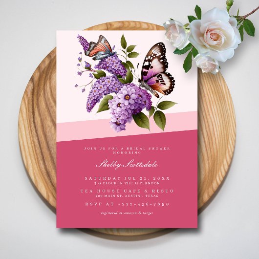 Chique Bloemen en Vlinder Bruids Douche Uitnodigin Kaart