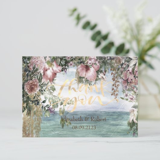 Chique bloemen oceaan bedankkaart (Staand voorkant)
