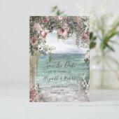 Chique Bloemen Oceaan Bewaar de Datum Save The Date (Staand voorkant)
