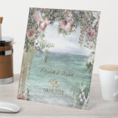 Chique bloemen oceaan bruiloft reclamebord met voetstuk (Insitu)
