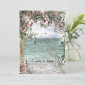 Chique Bloemen Oceaan De Datumkaart Save The Date (Staand voorkant)