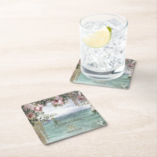 Chique bloemen oceaan kartonnen onderzetters (Insitu)