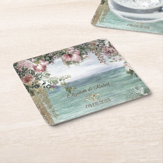 Chique bloemen oceaan kartonnen onderzetters (Schuin)