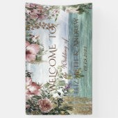 Chique Bloemen Oceaan Trouwbanner Spandoek (Verticaal)