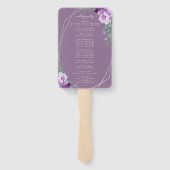 Chique Bloemen Paarse & Zilveren Bruiloft Programm Handwaaier (Achterkant)