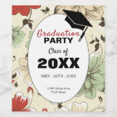 Chique Bloemen Pet, Graduation Party Wijn Etiket (Enkel label)