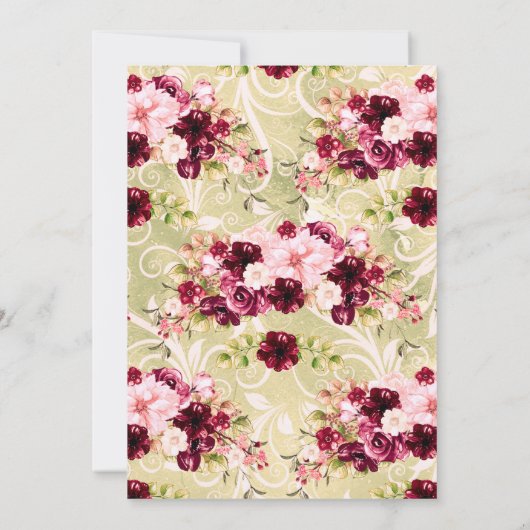 Chique Bloemen & Roos Gouden Bruidsdouche Uitnodig Kaart (Achterkant)