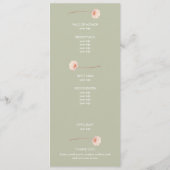 Chique Bloemen Sage Groene Huwelijksceremonie Programmakaart (Achterkant)