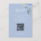 Chique Bloemen Stoffig Blauw Hydrangea Bruiloft RS Informatiekaartje (Voorkant)