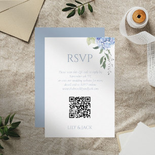 Chique Bloemen Stoffig Blauw Hydrangea Bruiloft RS Informatiekaartje