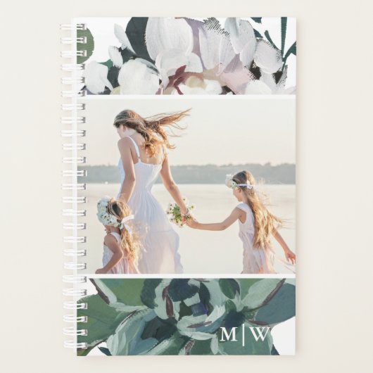 Chique Bloemen Twee Foto met Monogram Planner (Voorkant)
