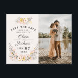 Chique Bloemen verloving Foto Sla de datum Jigsaw Briefkaart<br><div class="desc">Deze griezelige bruiloft,  maar de datum is de perfecte zoektocht naar je bruiloft.</div>