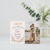 Chique Bloemen verloving Foto Sla de datum Jigsaw Briefkaart (Staand voorkant)