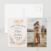 Chique Bloemen verloving Foto Sla de datum Jigsaw Briefkaart (Voorkant / Achterkant)