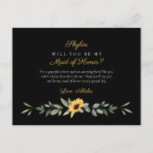 Chique Bloemen Zonnebloem zal je worden Maid of Ho Uitnodiging Briefkaart (Achterkant)
