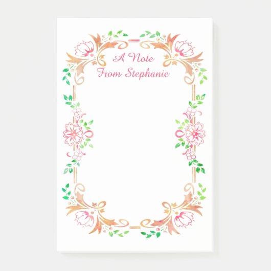 Chique bloemenaquarel post-it® notes (Voorkant)