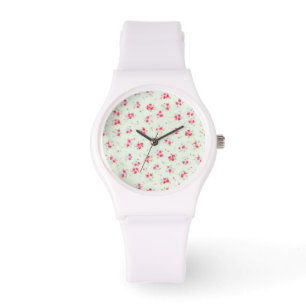 chique bloemenbloemen roze armoedig rozen rozen horloge