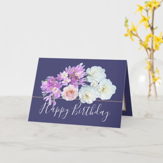 Chique bloemenboeket Roos & krokusbloemen Verjaard Kaart (Gele Bloem)