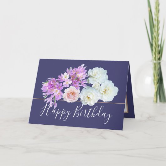 Chique bloemenboeket Roos & krokusbloemen Verjaard Kaart (Voorkant)