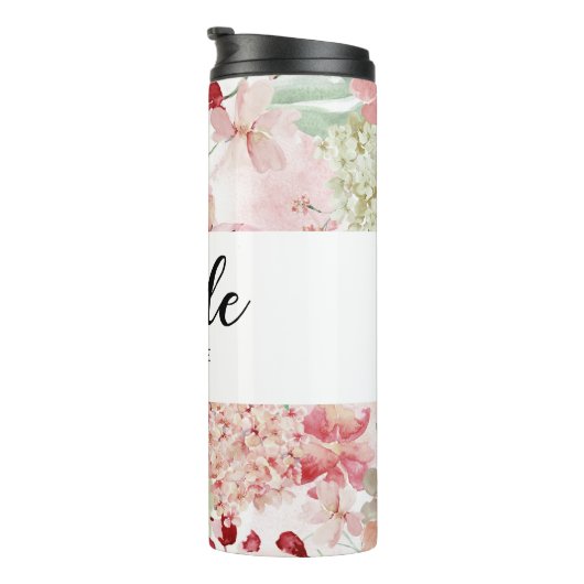 Chique bloemenbruid monogram bruids bruiloft thermosbeker (Geroteerd rechts)