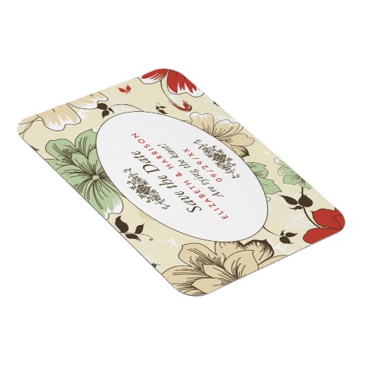 chique bloemenbruiloft bewaar de datum magneet (Rechterzijde)