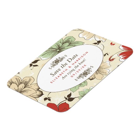 chique bloemenbruiloft bewaar de datum magneet (Linkerzijde)