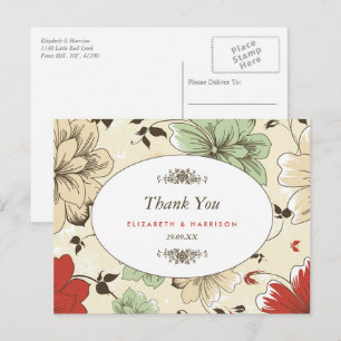  chique bloemenbruiloft dank u briefkaart