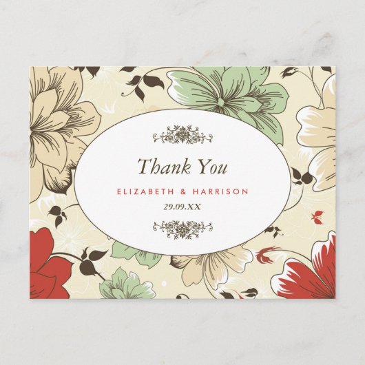  chique bloemenbruiloft dank u briefkaart (Voorkant)