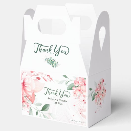 Chique bloemenbruiloft - Elegant gepersonaliseerde Bedankdoosjes (Geopend)