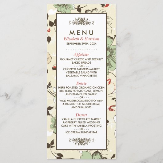  chique bloemenbruiloft menu (Voorkant)