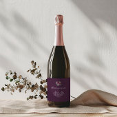 Chique bloemenbruiloft Paarse roze elegantie Wijn Etiket