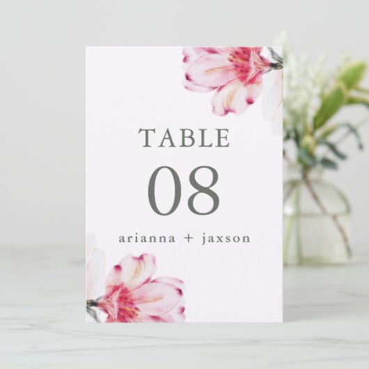 Chique bloemenbruiloft tafel nummer (Staand voorkant)