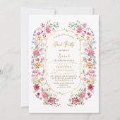 chique bloemenfeest waterverf foto afstuderen kaart (Voorkant)