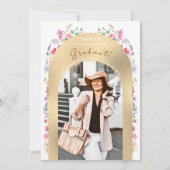 chique bloemenfeest waterverf foto afstuderen kaart (Achterkant)