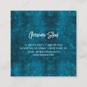 Chique bloemenglitterij aqua paarse zilver monogra vierkante visitekaartje (Achterkant)