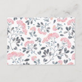 Chique bloemengrijs roze waterverf bruiloft detail informatiekaartje (Achterkant)