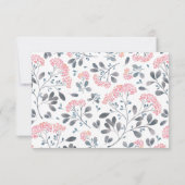 Chique bloemengrijs roze waterverf bruiloft RSVP (Achterkant)