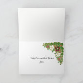 Chique bloemenkerst Rozen, Hellebores Holly Ivy Feestdagen Kaart (Binnen)