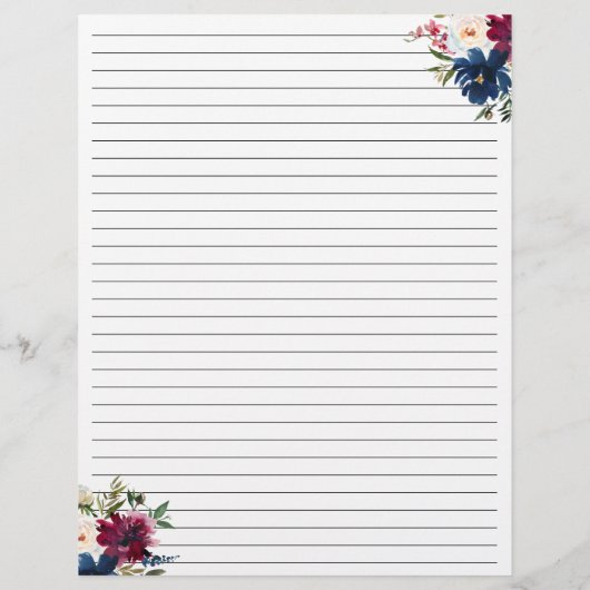 Chique bloemenmarine blauw bordeaux rood keukenrec (Achterkant)