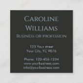 Chique  Bloemenrood blauw antraciet Monogram Vierkante Visitekaartje (Achterkant)